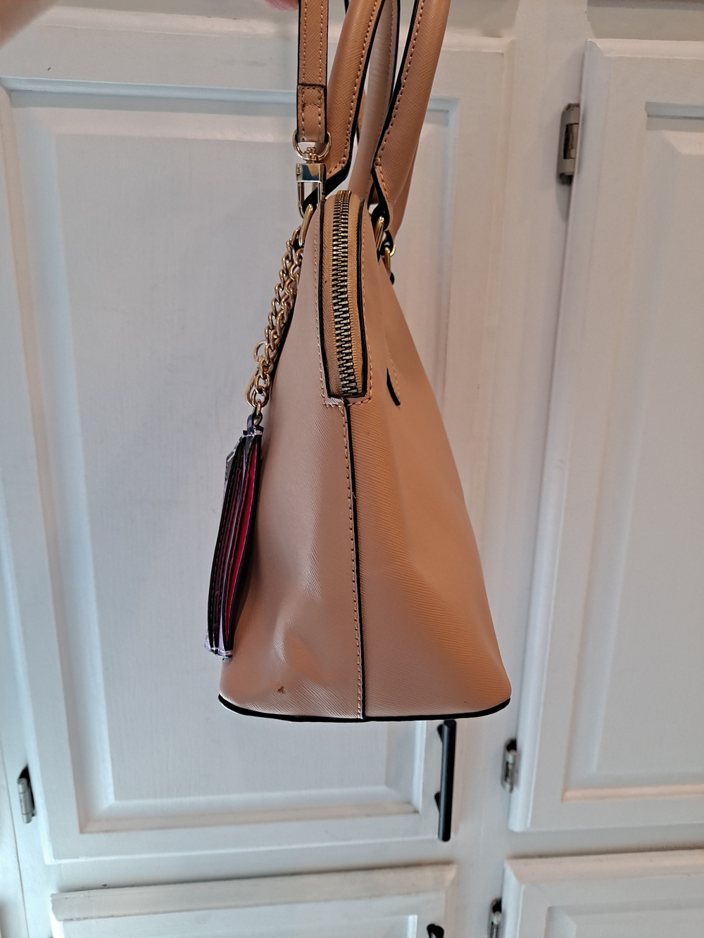 Trina Turk Tan Saffiano PVC Dome Satchel Crossbody W/Cardholder - Picture 6 of 16